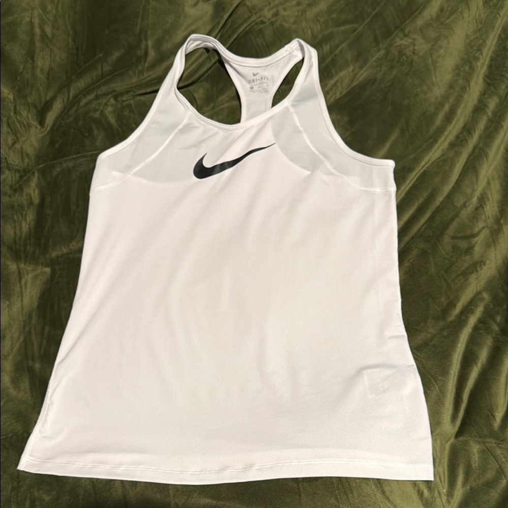 Nike White Sleeveless Racerback Tank Top